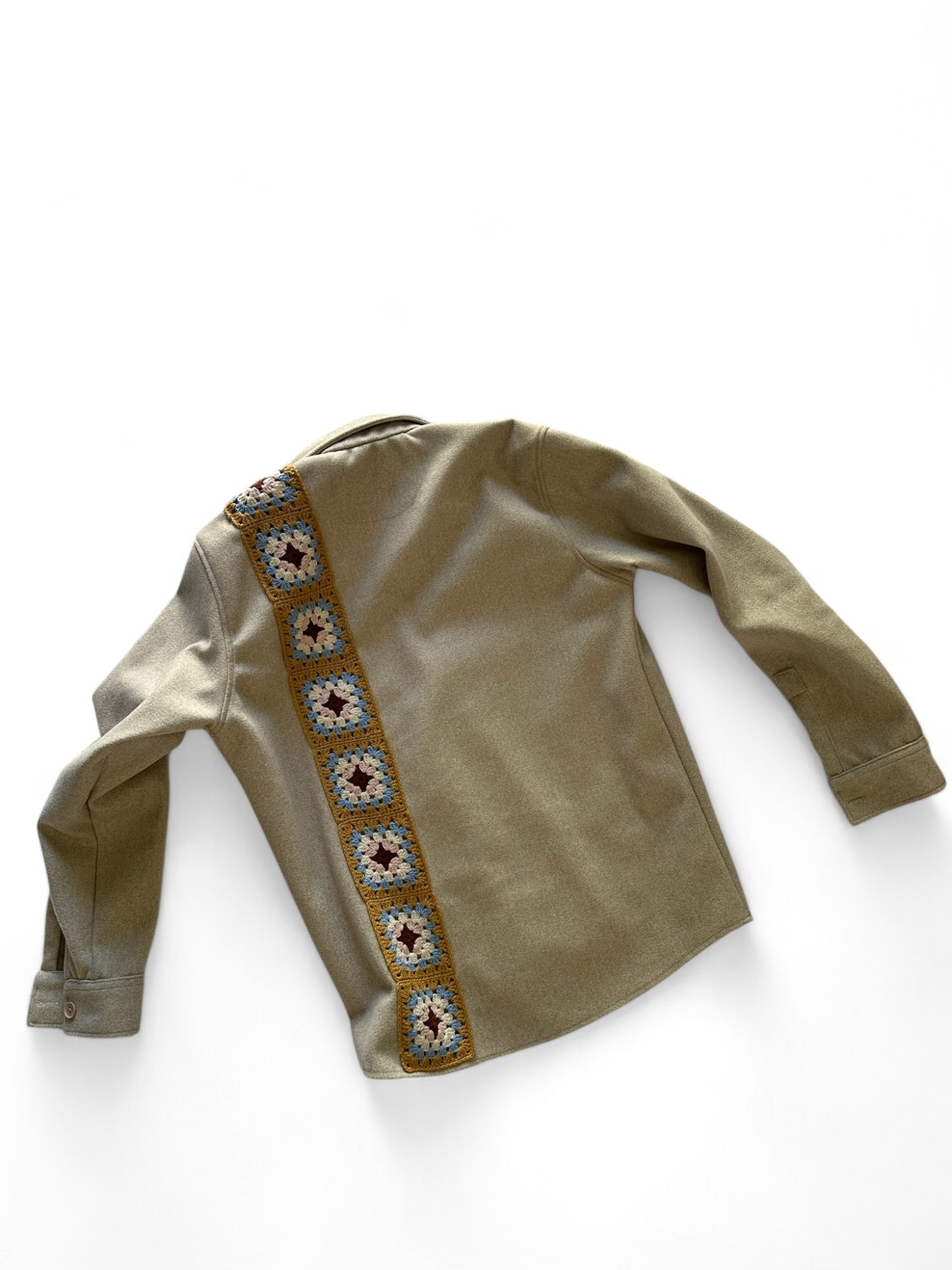 Granny Square Detailed Long Sleeve Shirt