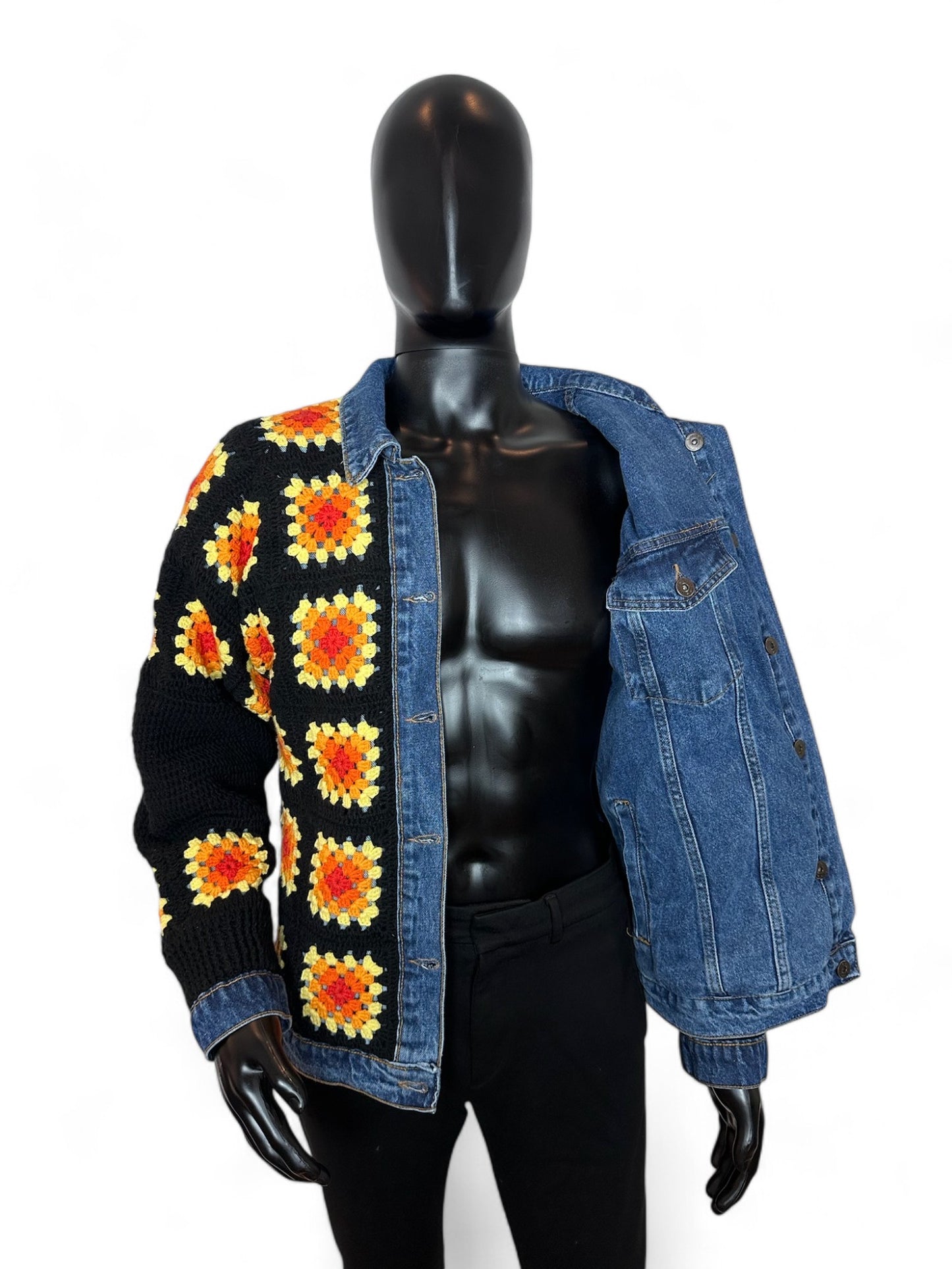 Reversible Crochet Detailed Jean Jacket