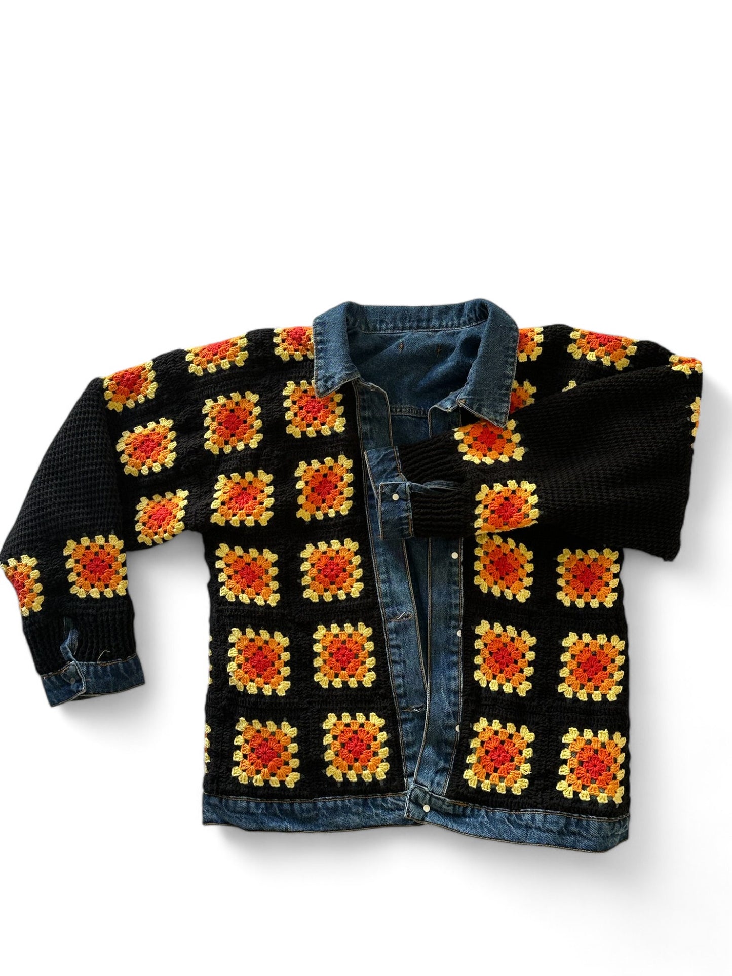 Reversible Crochet Detailed Jean Jacket