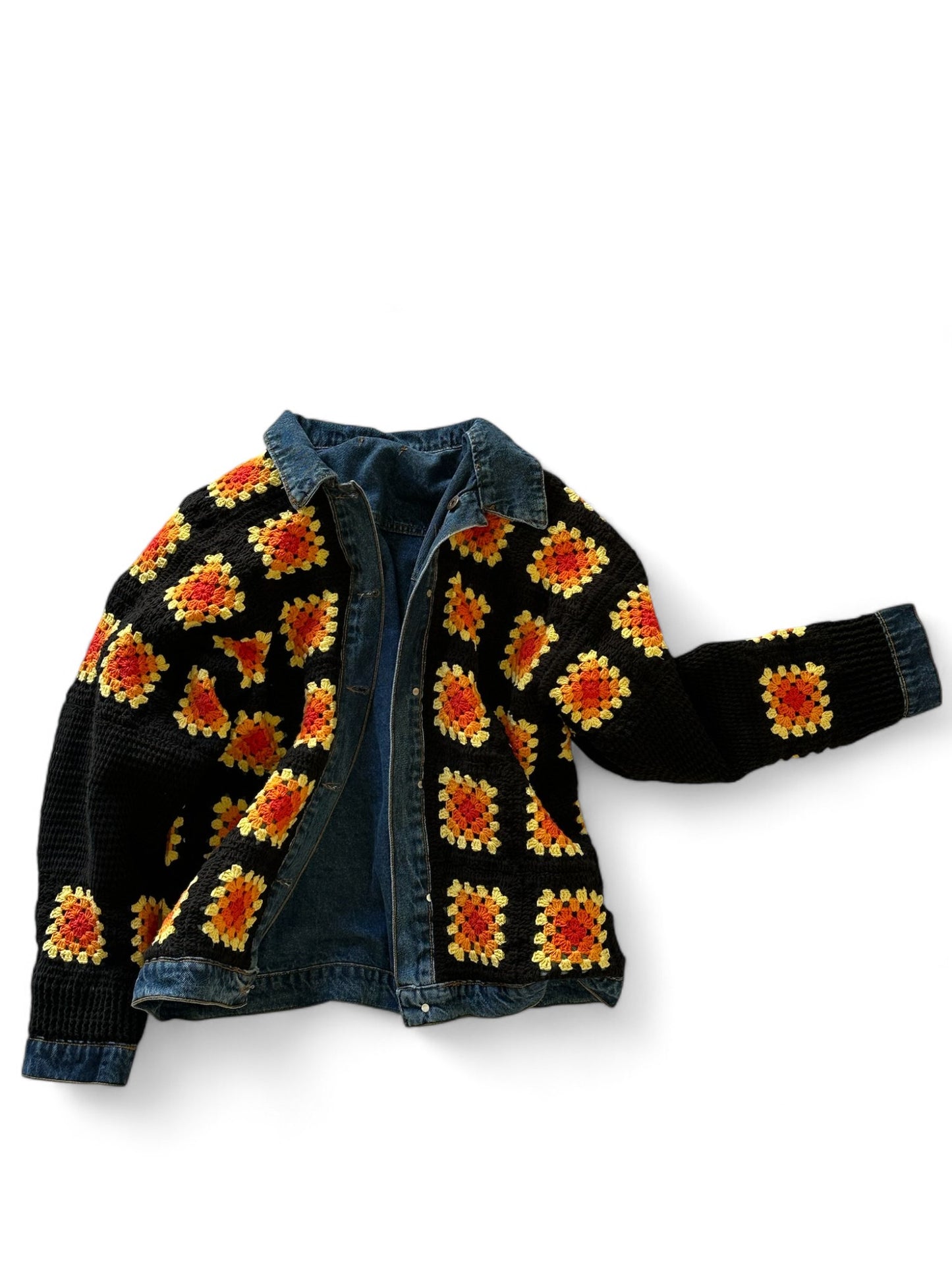 Reversible Crochet Detailed Jean Jacket